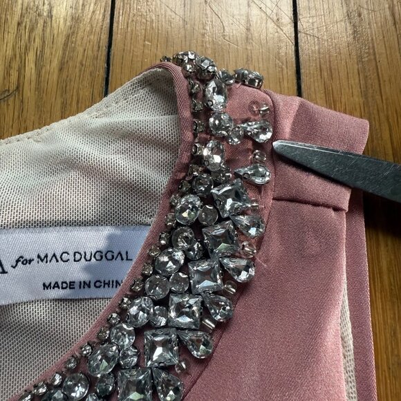 Ieena For Mac Duggal Embellished Neck Trumpet Rose Pink  Dress Gown Sz 12 - Picture 16 of 16